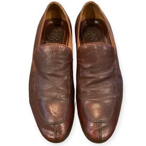 Vince Camuto Ennah Mens Loafers Brown Leather Shoes, Heel Drag, Size 9 Embossed